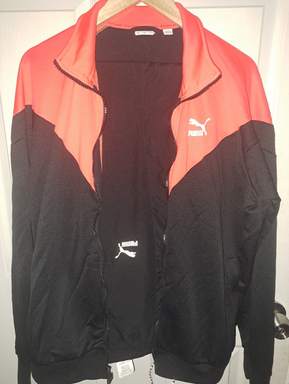 Puma Black and Coral Zip-Up Performance Jacket